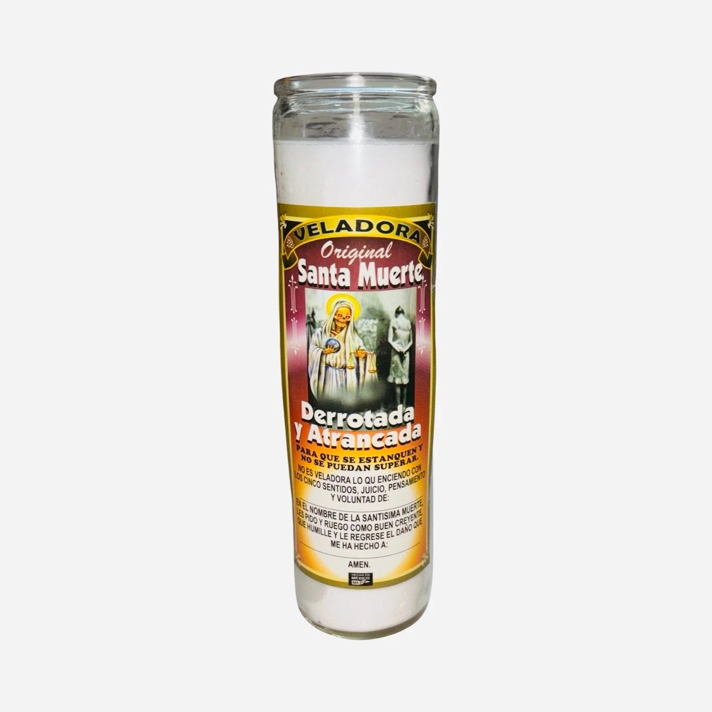 Santa Muerte Derrotada y Atrancada Veladora Para Derrotar Enemigos - Holy Death