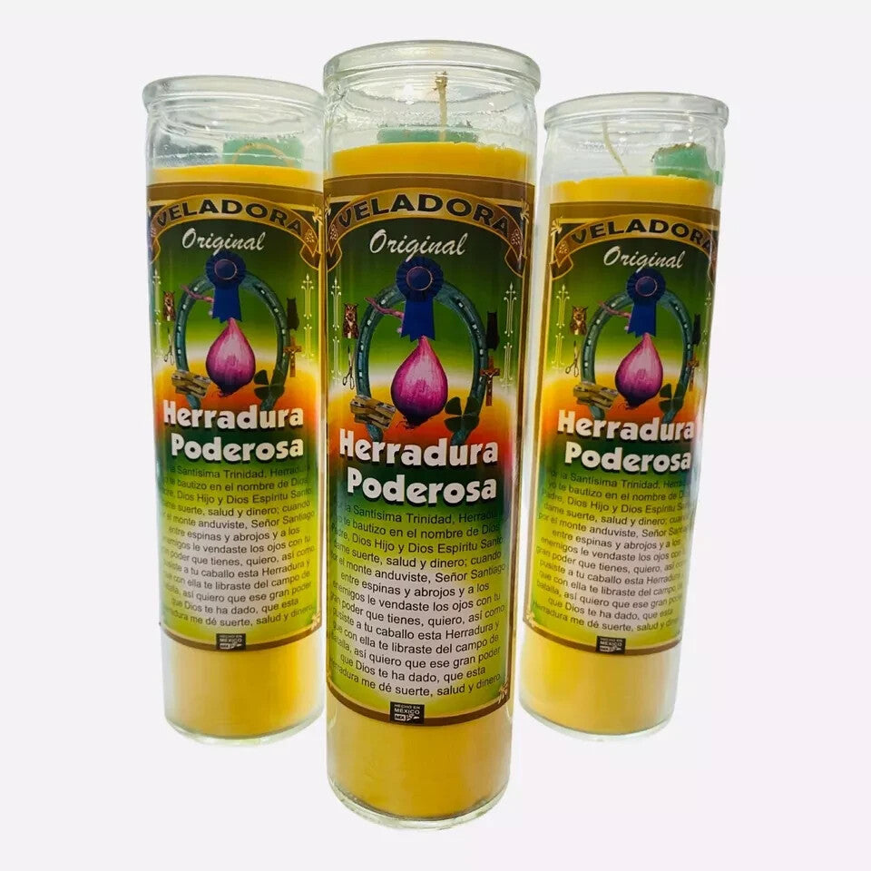 3x Set, Herradura Poderosa Veladora, Powerful Horseshoe Fixed Candle. For good L