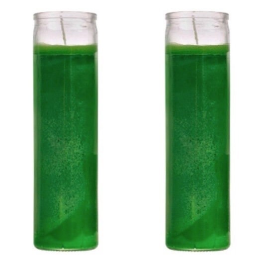6x Green Prayer 7 Days Candles - Unscented Glass Jar Candle Set - Veladora Verde Ritual