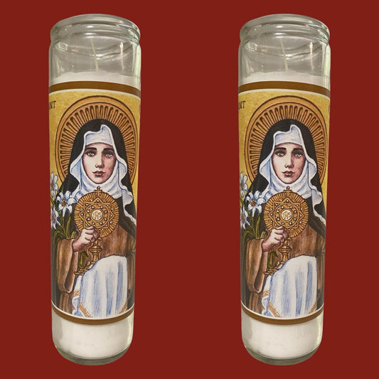 Set of 2x Saint Clare of Assisi White Candle, Santa Clara Veladora Blanca