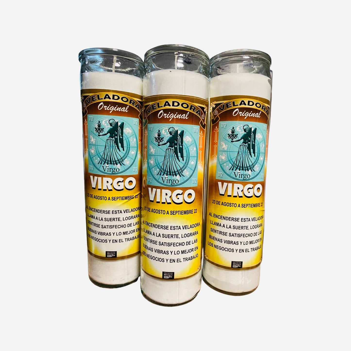 2x SET- VIRGO Veladora - VIRGO Fixed Candle, Zodiac Candle