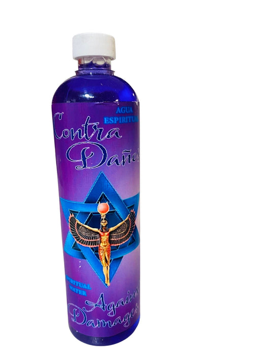 CONTRA DAÑ0S - Against Evil and Harm Agua Espiritual Spiritual Water, Para Limpias