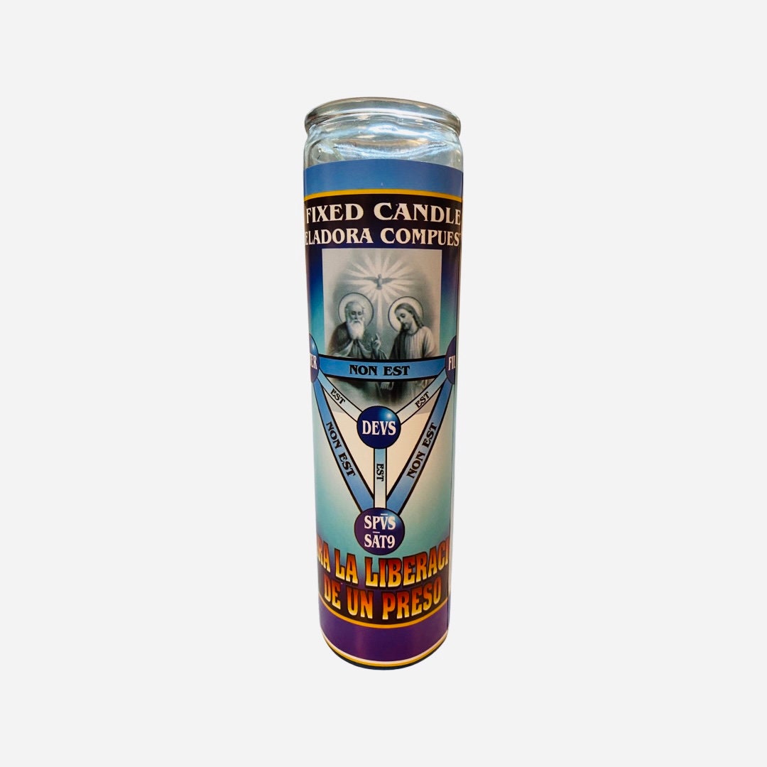Para la Liberacion de un Preso Veladora Preparada Para Salir libre de la carcel, Free a Prisoner Fixed Candle.