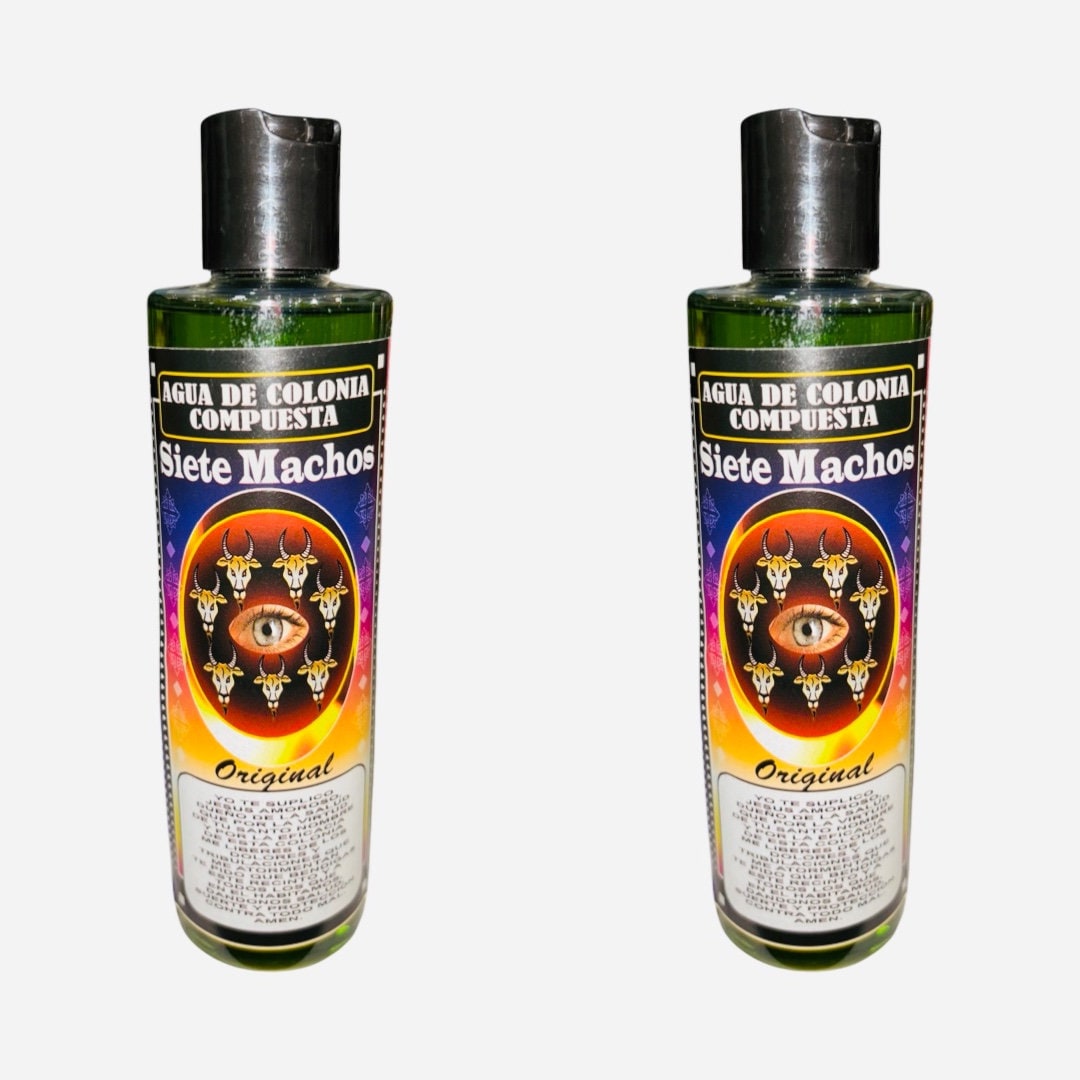 SIETE MACHOS - 7 MALES Agua de Colonia Compuesta Espiritual Buena Suerte Good Luck Spiritual Water Cologne