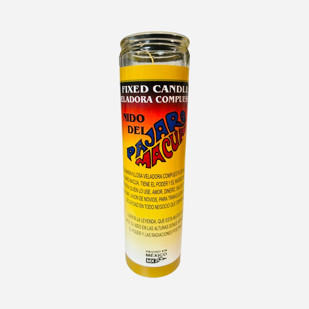 Nido del Pajaro Macua Veladora Para Buena Suerte Dinero prosperidad Macaw Bird Fixed Candle to Attract Luck, Money,