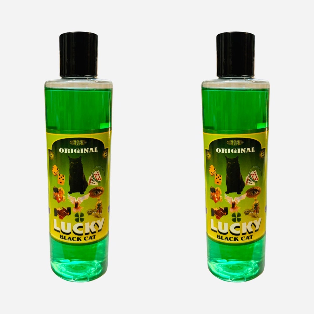 LUCKY BLACK CAT Agua Espiritual Para Limpias Baños Riegos Para Buena Suerte Dinero Abundancia, Spiritual Water