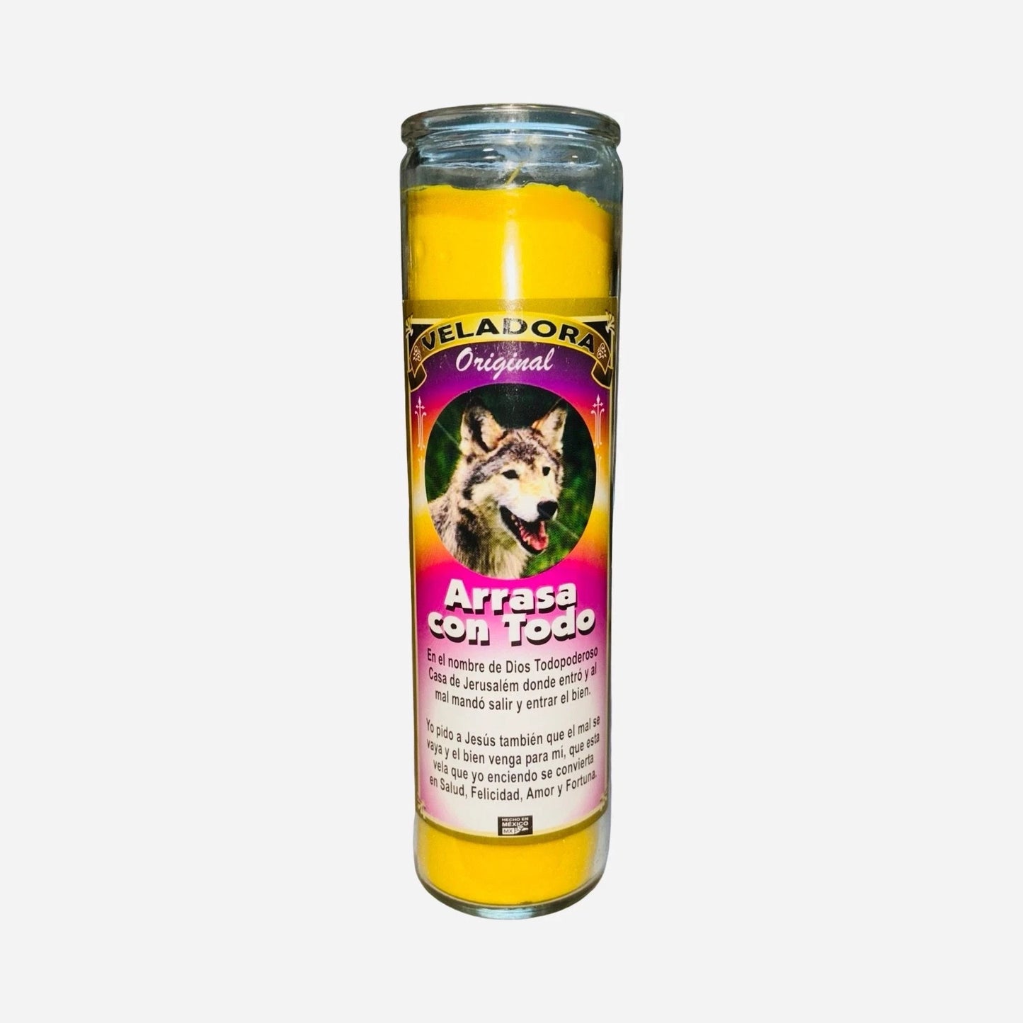 Arrasa con Todo del Coyote Veladora Para Limpias Quita Todo lo Malo Abre Caminos
