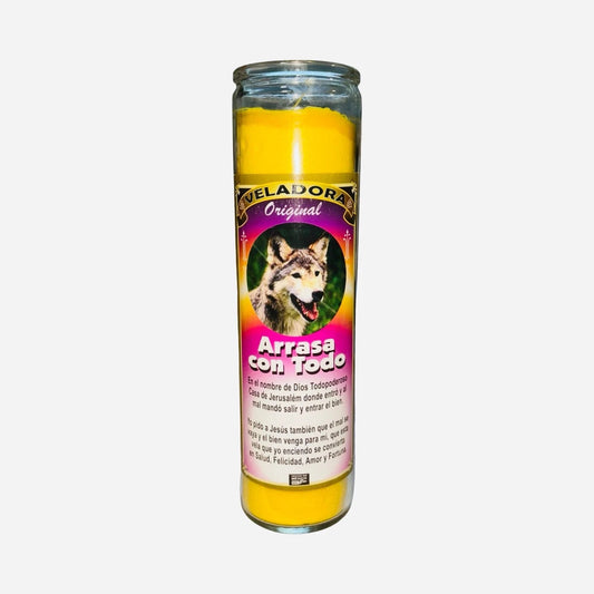 Arrasa con Todo del Coyote Veladora Para Limpias Quita Todo lo Malo Abre Caminos