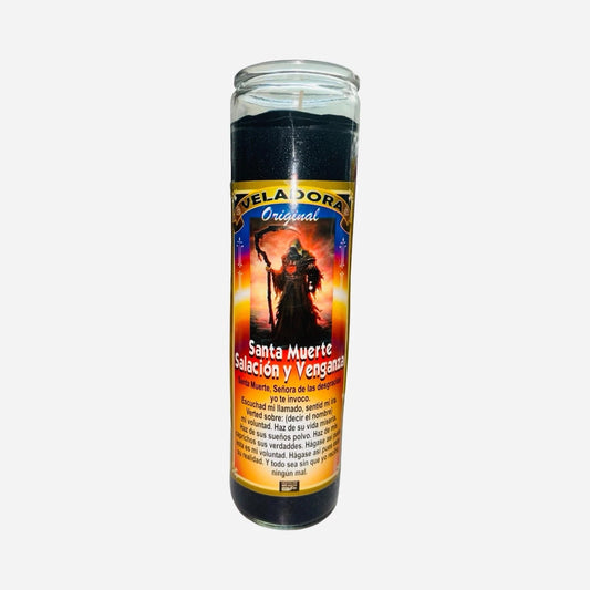 Santa Muerte Salacion y Venganza Veladora Para Derrotar Salar y Maldecir Enemigo