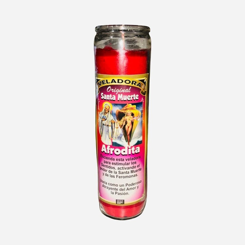 Santa Muerte Afrodita Veladora del Amor Atrayente del Ser Amado y Pasion.