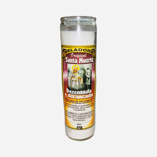 Santa Muerte Derrotada y Atrancada Veladora Para Derrotar Enemigos - Holy Death