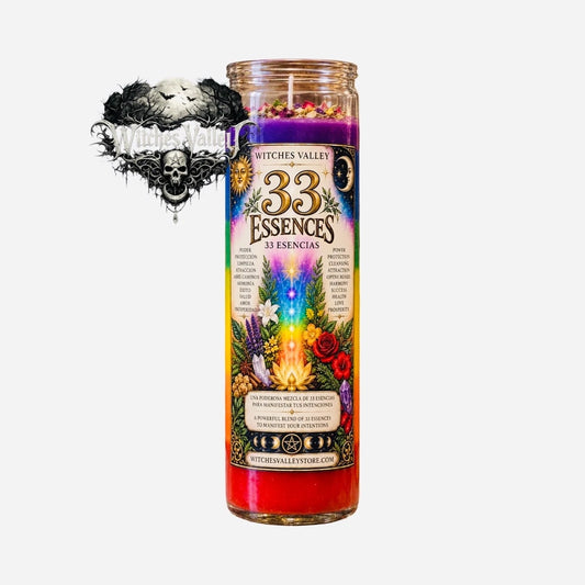 33 Essences 7 Color Spiritual Candle. 33 Esencias Veladora. for Protection, Love