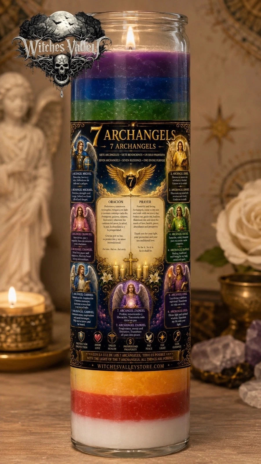 7 Archangels 7 Color Candle | 7 Arcangeles Veladora 7 Colores Prosperity Love