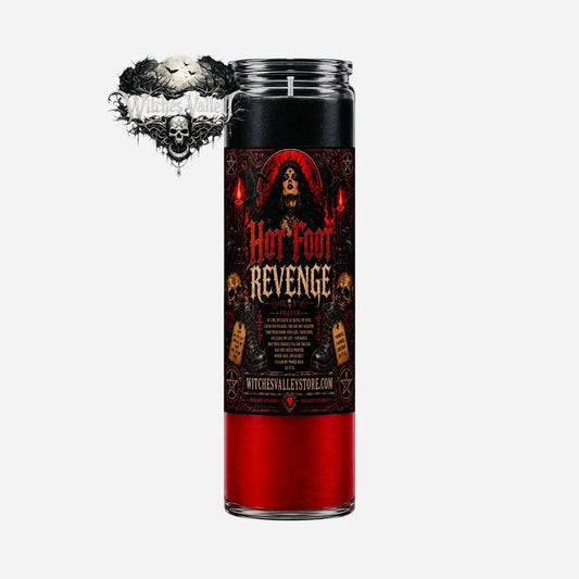 Hot Foot Revenge Candle | Banishing & Revenge Ritual Candle | Black & Red Candle