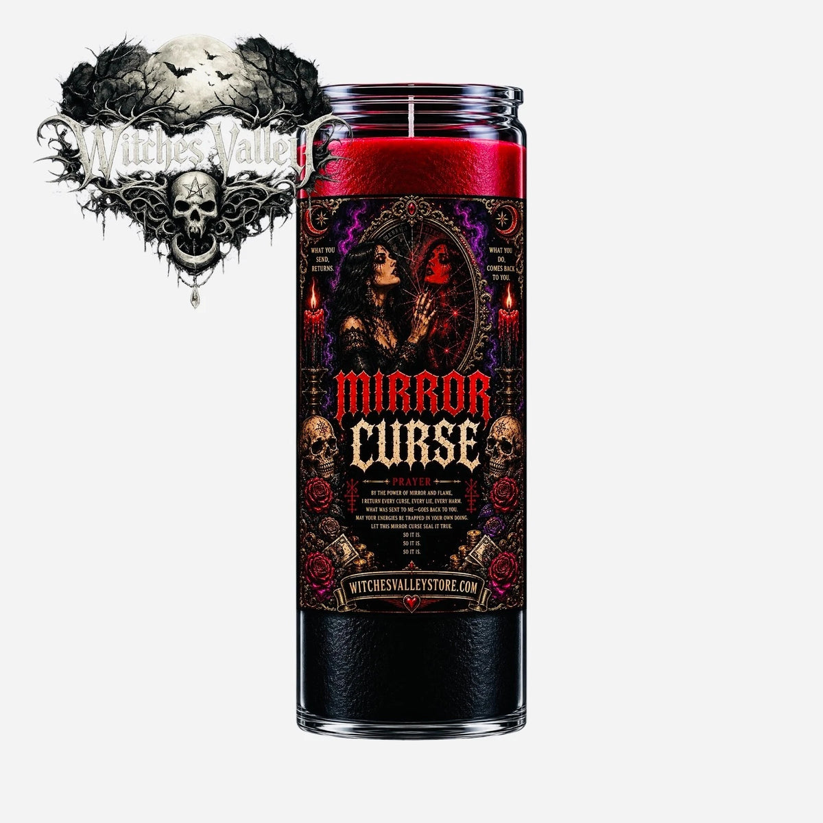 Mirror Curse Ritual Candle | Return to Sender Prayer Candle | Gothic Protection