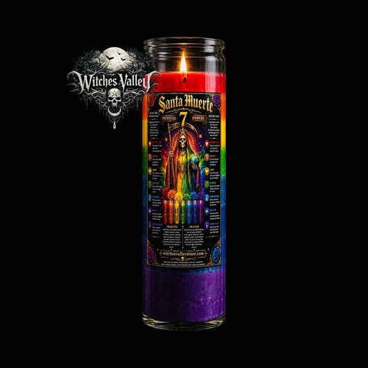 Santa Muerte 7 Potencias Veladora | Holy Death 7 Powers Candle | 7 Color Candle.
