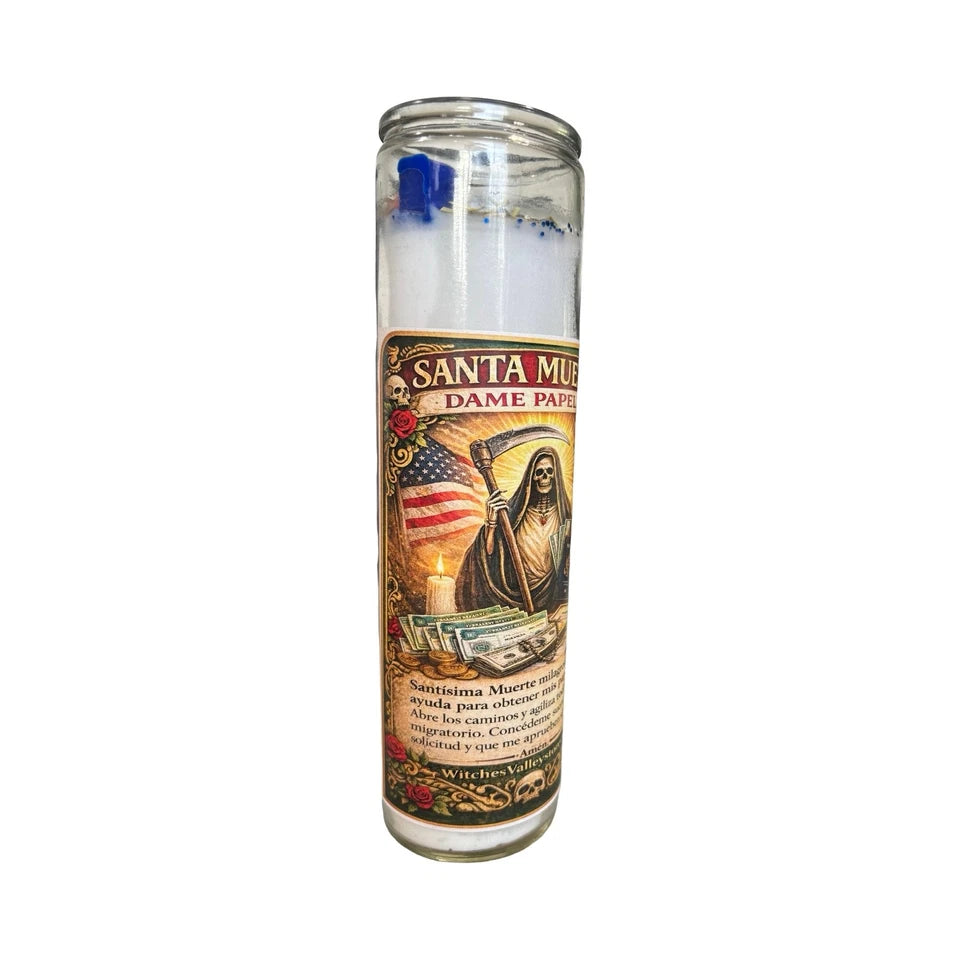 Santa Muerte Dame Papeles Veladora Para Conseguir Ciudadania y Green Card