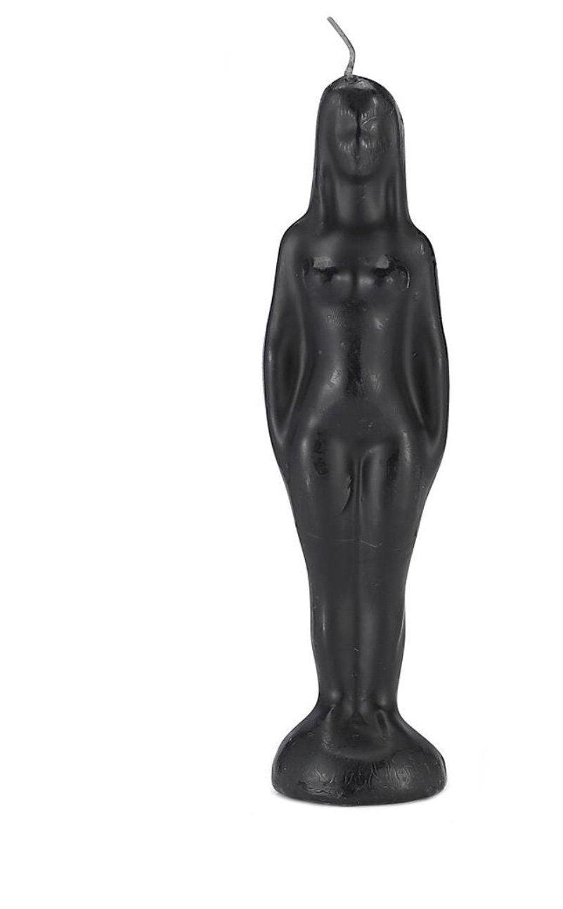 Female Figure Black Candle, Red Candle Woman Wicca Spell Pagan Hoodoo - Vela Negra, Roja Mujer