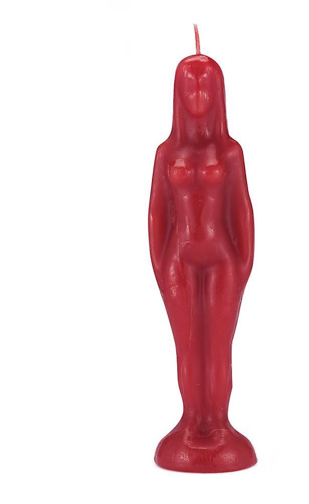 Female Figure Black Candle, Red Candle Woman Wicca Spell Pagan Hoodoo - Vela Negra, Roja Mujer