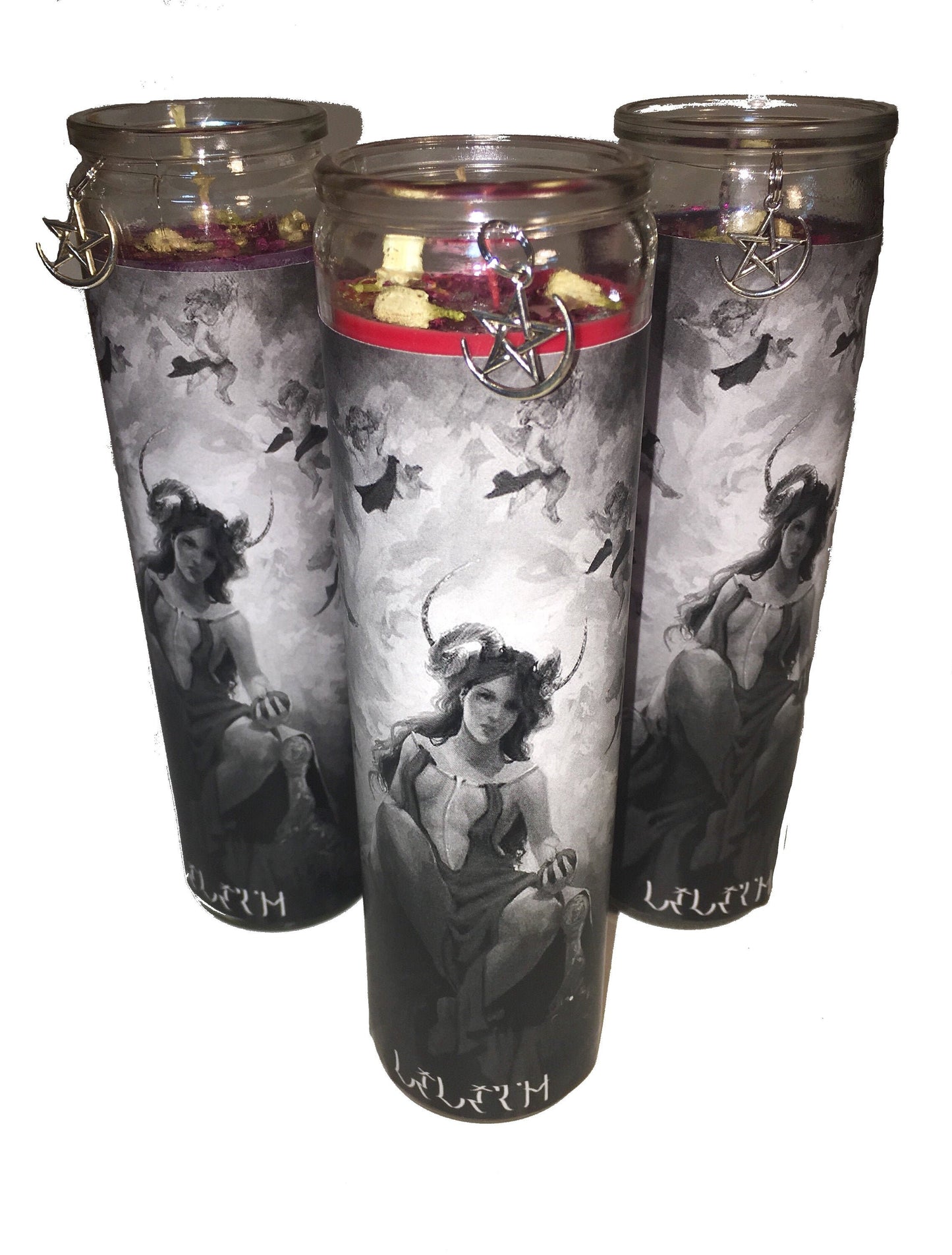 Lilith Queen of the Night Candle + Lilith Oil, Attraction, Lust, Money, Black Candle,Red,Purple