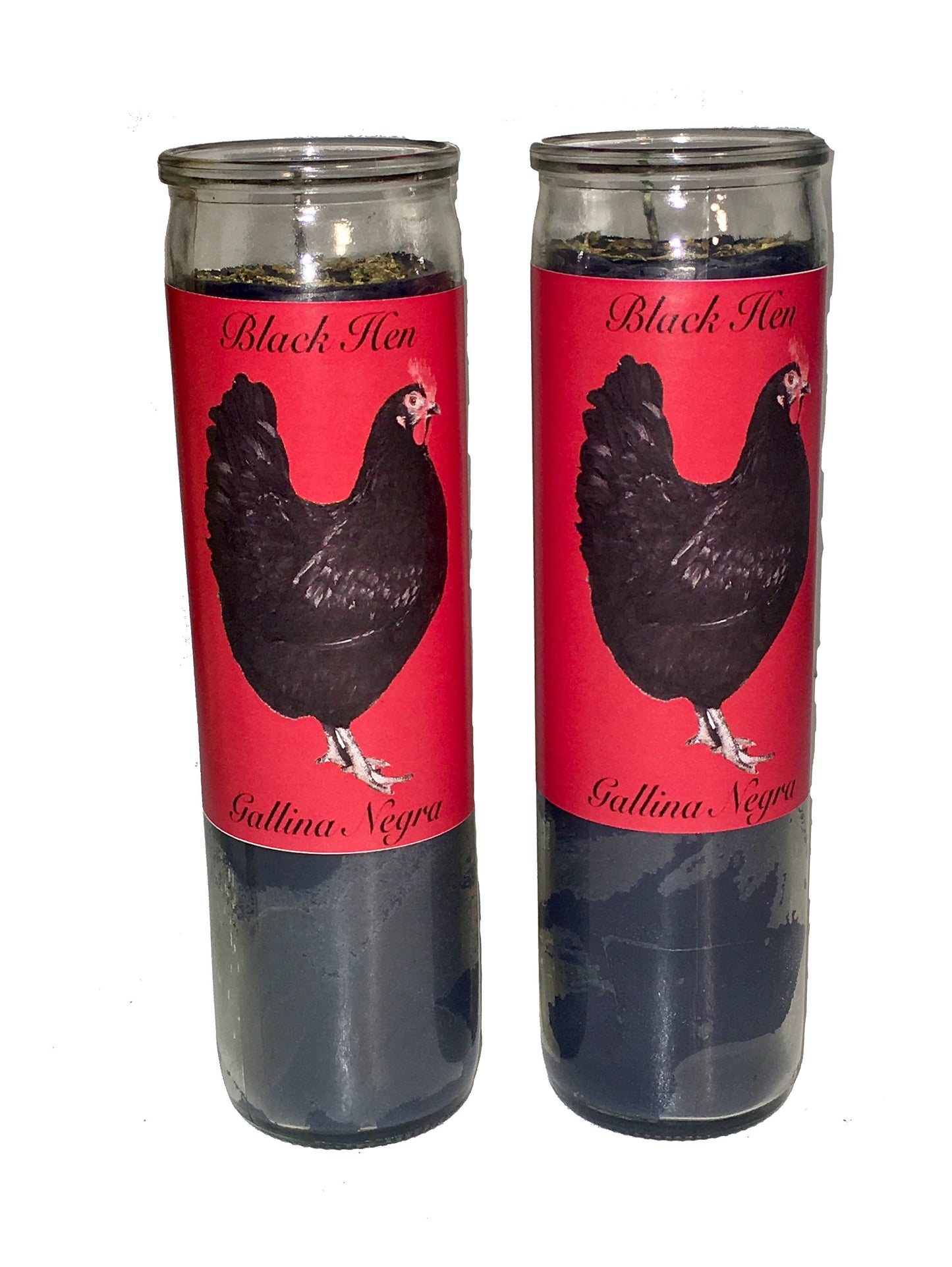 2x set Gallina Negra Veladora Preparada, Black Hen Fixed Candle, Voodoo, Hoodoo, Limpia, Witchcraft