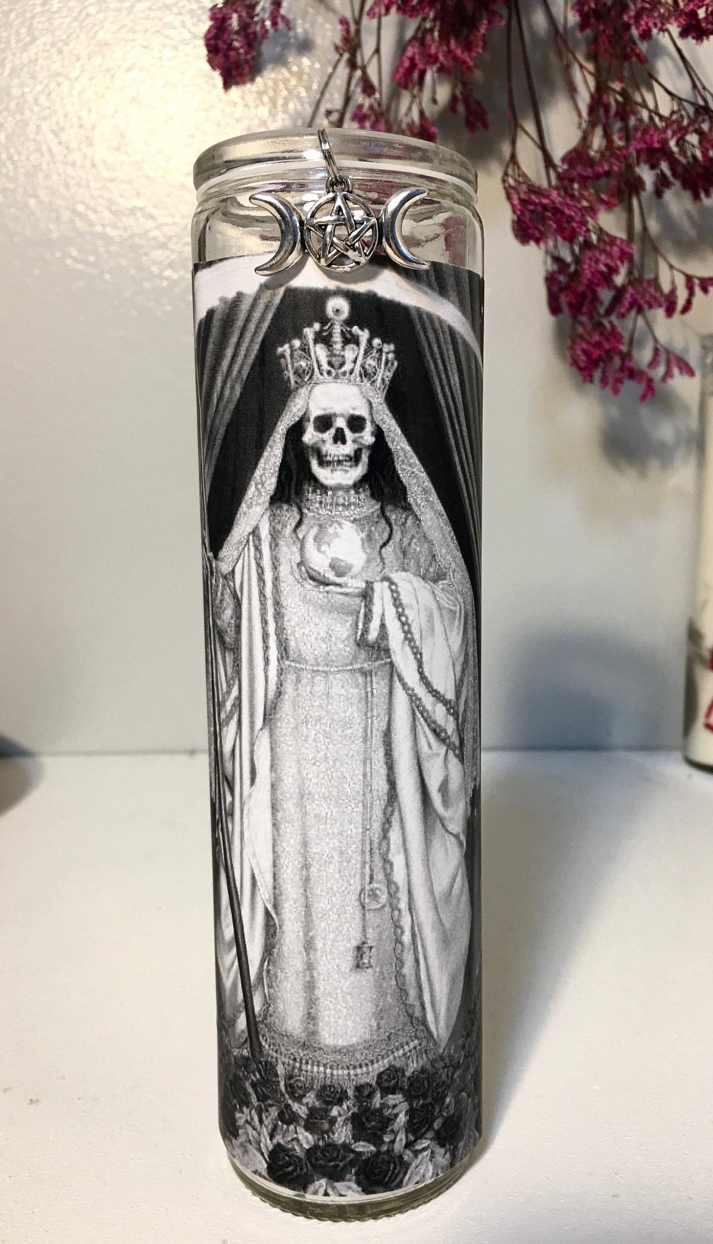 Santa Muerte Novena Veladora Blanca, Holy Death White Candle, Altar Candle