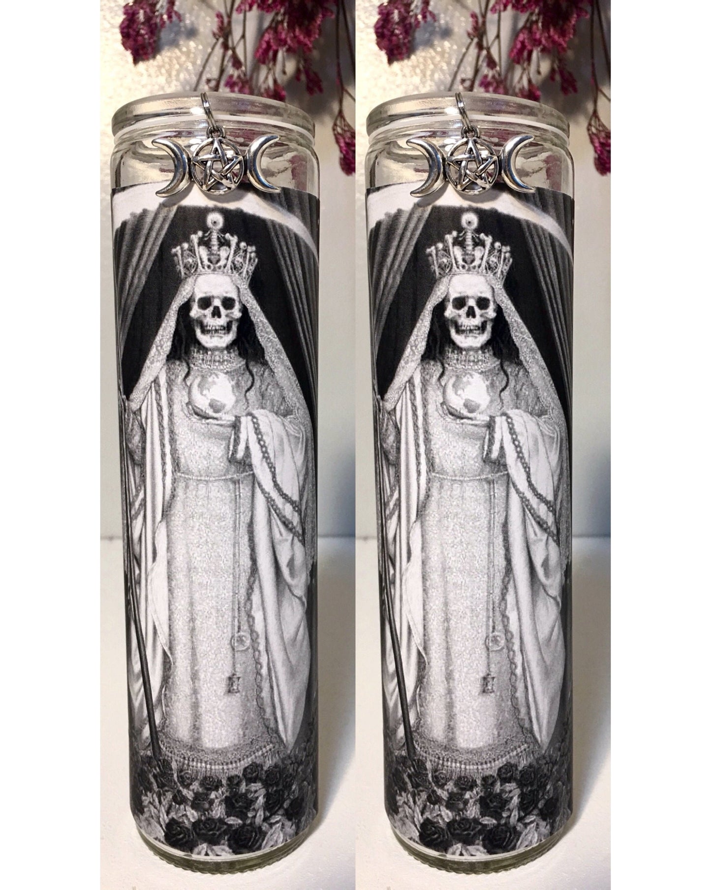 Santa Muerte Novena Veladora Blanca, Holy Death White Candle, Altar Candle