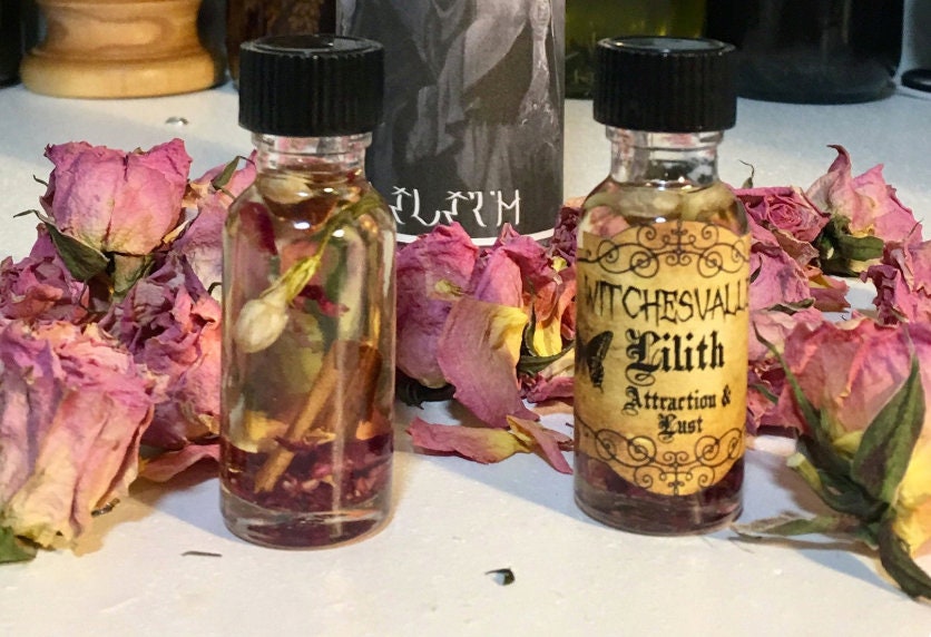 Lilith Black Altar Candle, Dressed & Conjured + Oil, Love, Attraction, Money, Gothic Decor