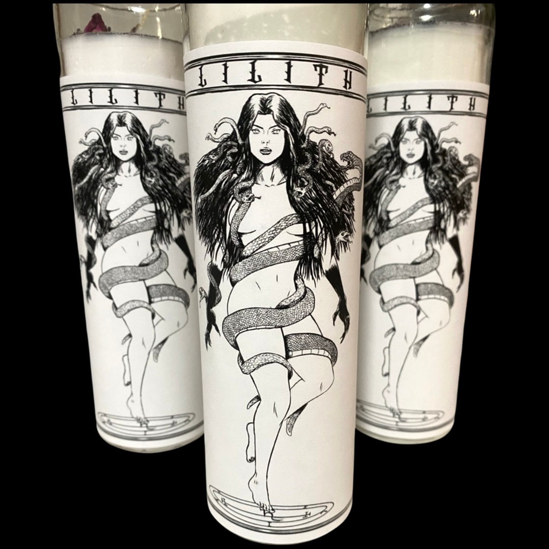 Lilith Queen of the Night White Conjured Dressed Candle, Ritual Oil Attraction & Lust.