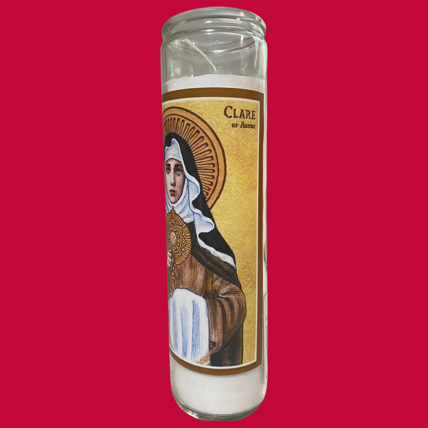 Set of 2x Saint Clare of Assisi White Candle, Santa Clara Veladora Blanca