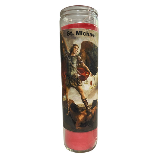 San Miguel Arcangel Veladora Roja, Saint Michael Archangel Red Candle, Prayer Candle