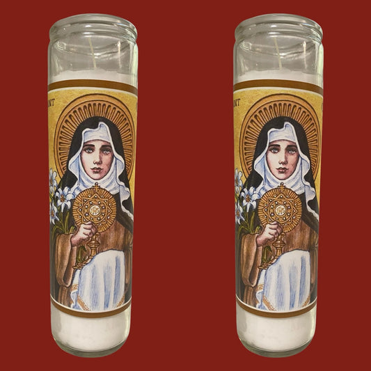 Set of 2x Saint Clare of Assisi White Candle, Santa Clara Veladora Blanca