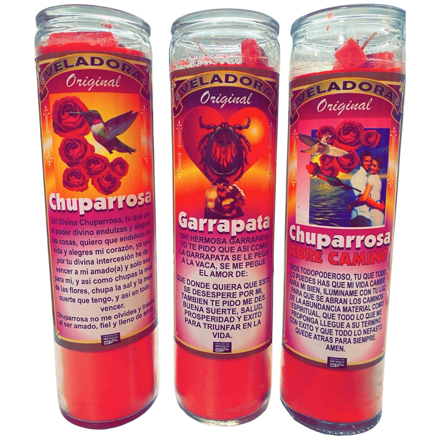 3x Set Veladora Chuparrosa + Garrapata + Chuparosa Abre Camino, Preparada