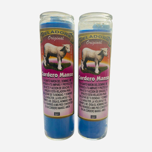 2 Set Cordero Manso Veladora, Gentle Lamb Fixed Candle, to Dominate, Para Dominar