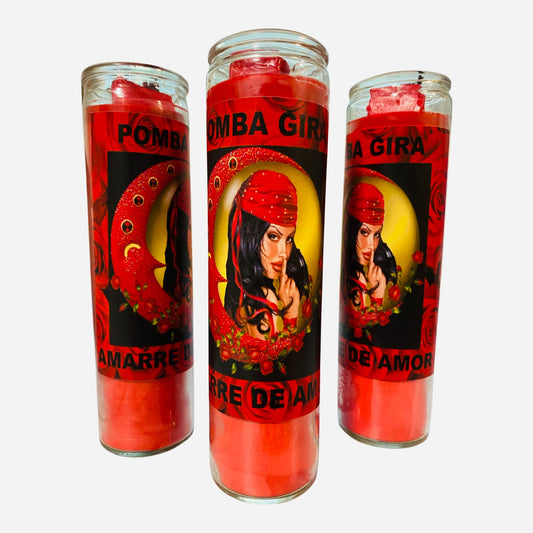 Pomba Gira Amarre de Amor Veladora, Pomba Gira Love Bind Spell Candle.