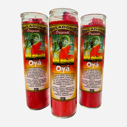 Oya Orisha Ritual Candle, Oya Orisha Veladora Preparada. Red Candle