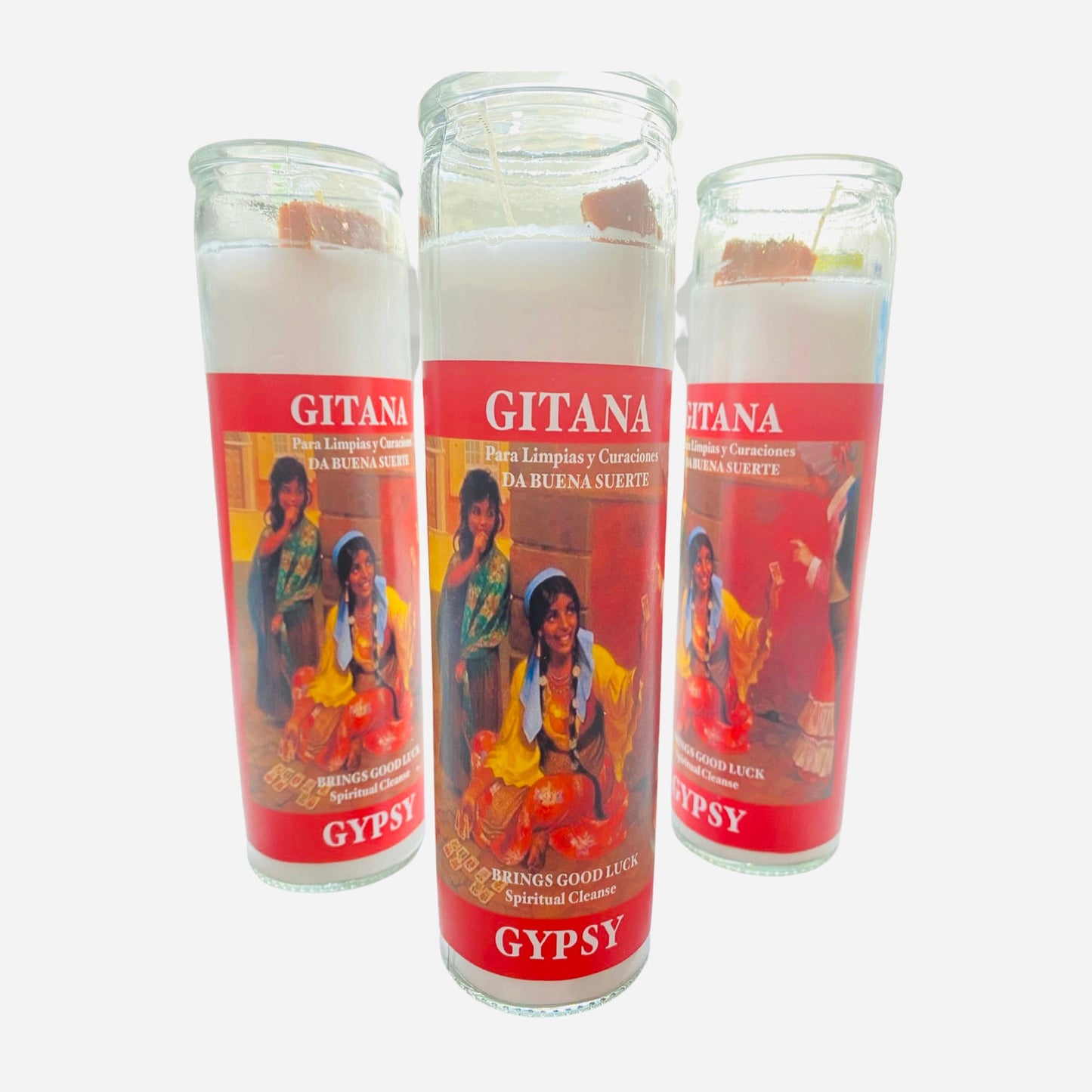 Gypsy Spiritual Cleanse Candle, La Gitana Limpias y Curaciones Veladora. brings good luck