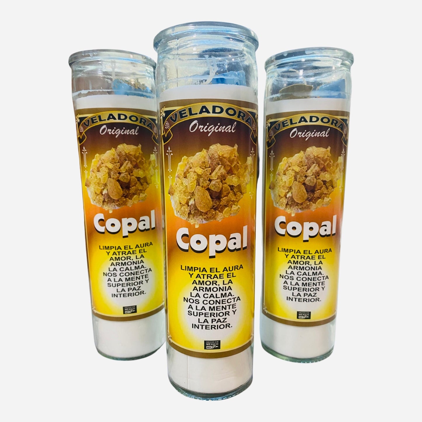 2x set, Copal Fixed Candle for Aura Clearing, Copal Veladora Preparada Limpia Aura