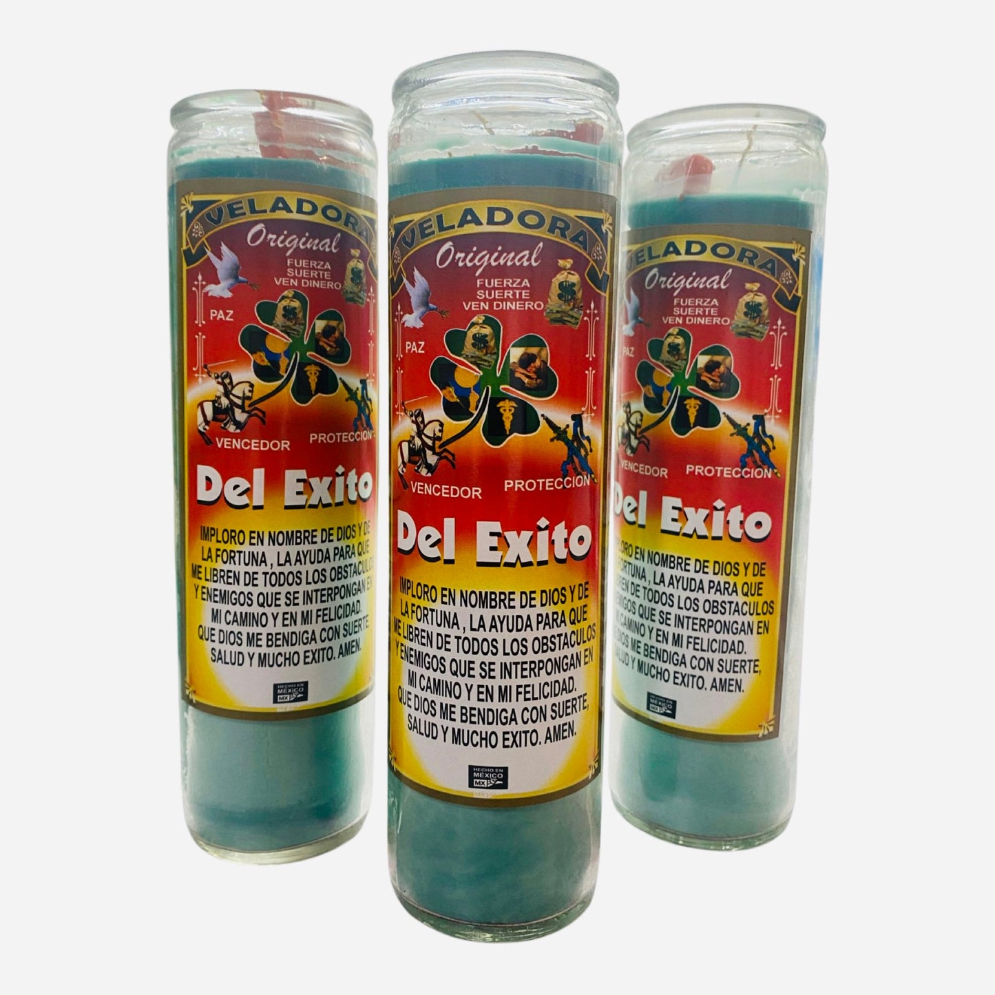 Set of 2x, Del Exito Veladora, Preparada, Success Candle Fixed and Dressed. Success Ritual