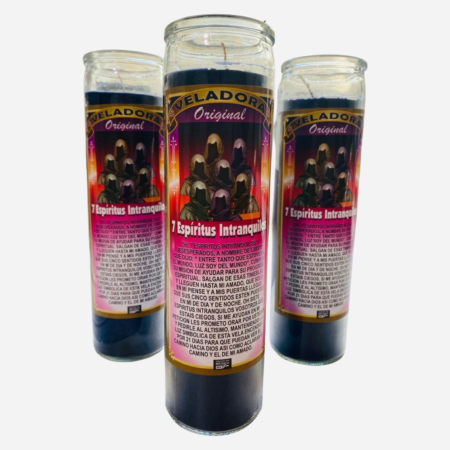 7 Espiritus Intranquilos Veladora Negra. 7 Restless Spirits Candle