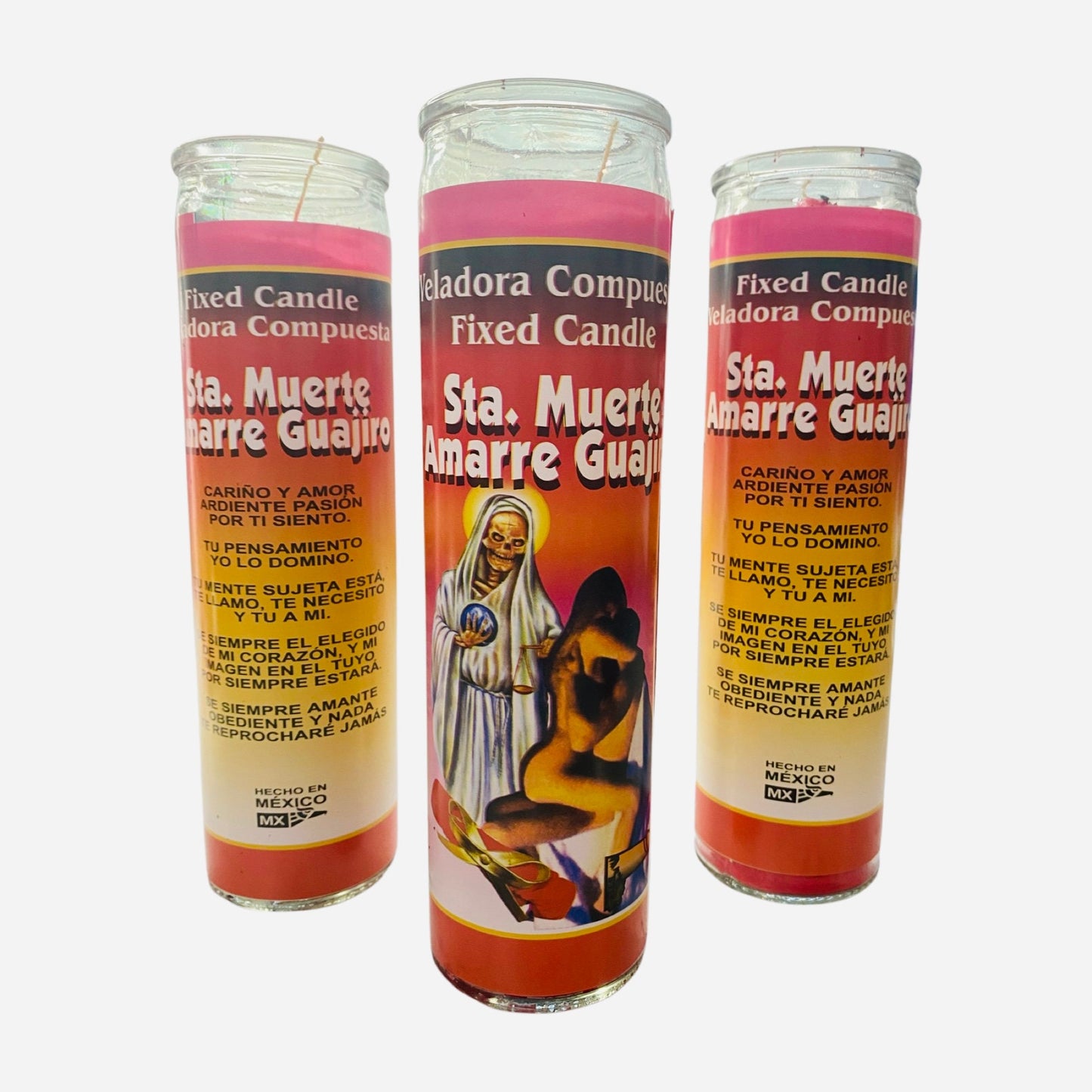 Santa Muerte Amarre Güajiro Veladora, Holy Death Love Mooring Fixed Candle, Santa Muerte Amor