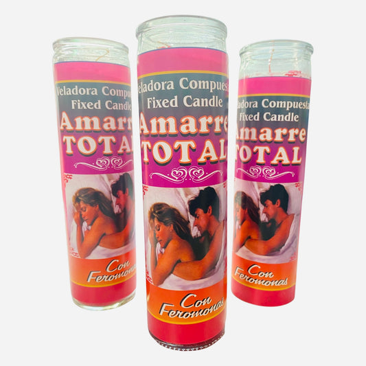 6x Amarre Total Veladora Preparada, Total Love Mooring Fixed Candle, Love Candle, Fixed Candle