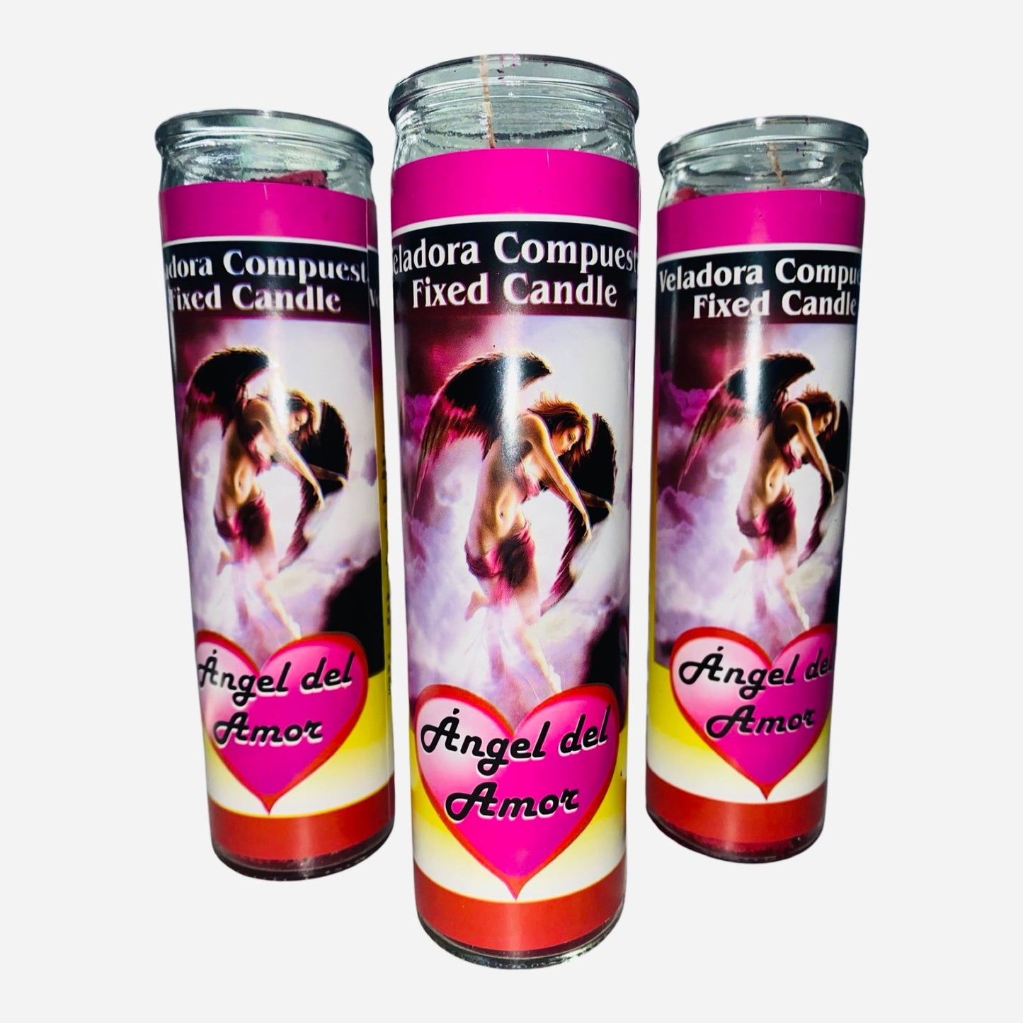 Angel del Amor Veladora Preparada, Angel of Love Fixed Candle, Love Spell Candle