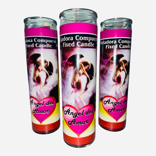 Angel del Amor Veladora Preparada, Angel of Love Fixed Candle, Love Spell Candle