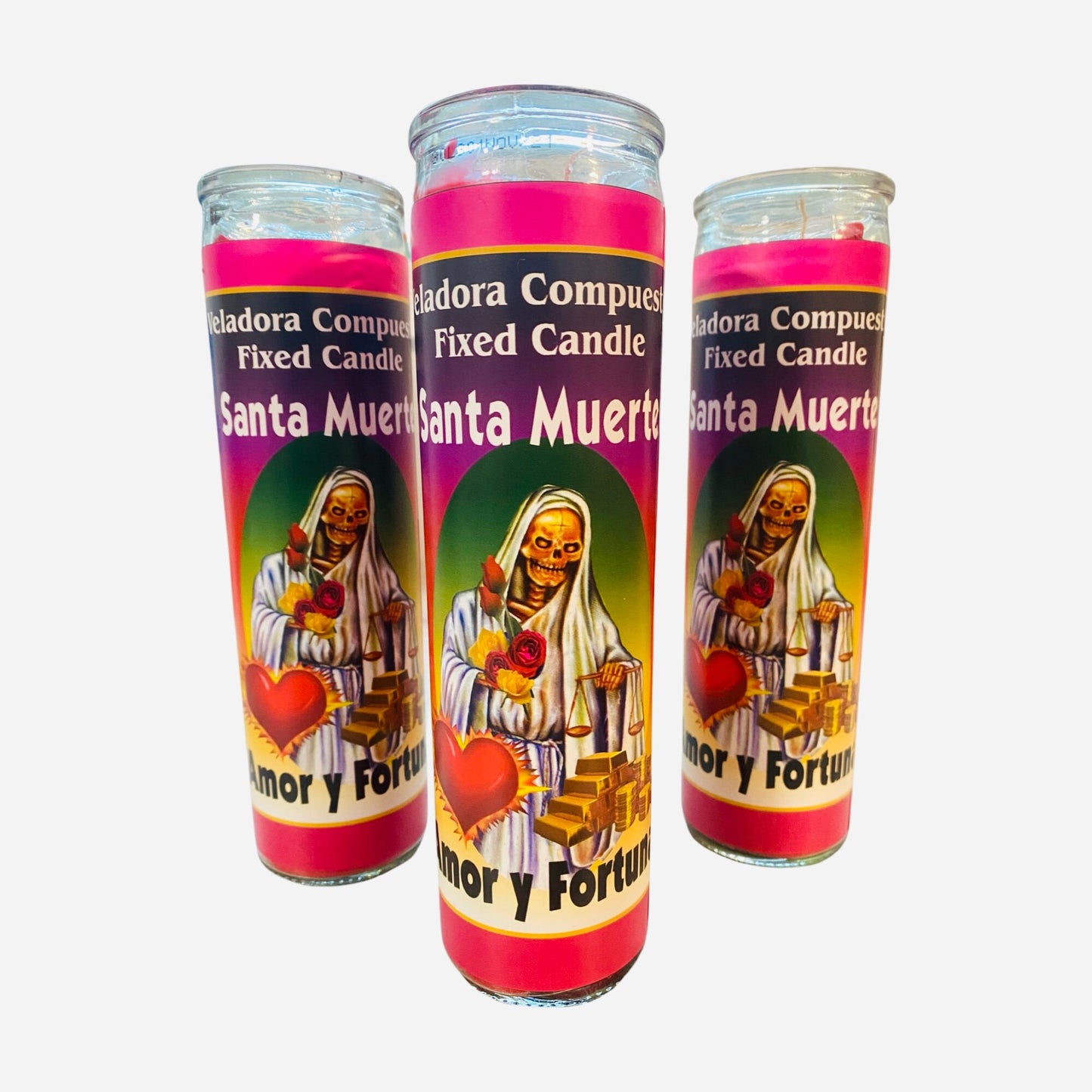 Santa Muerte Amor y Fortuna Veladora, Holy Death Love and Fortune Fixed Candle,For Love and prosperity.