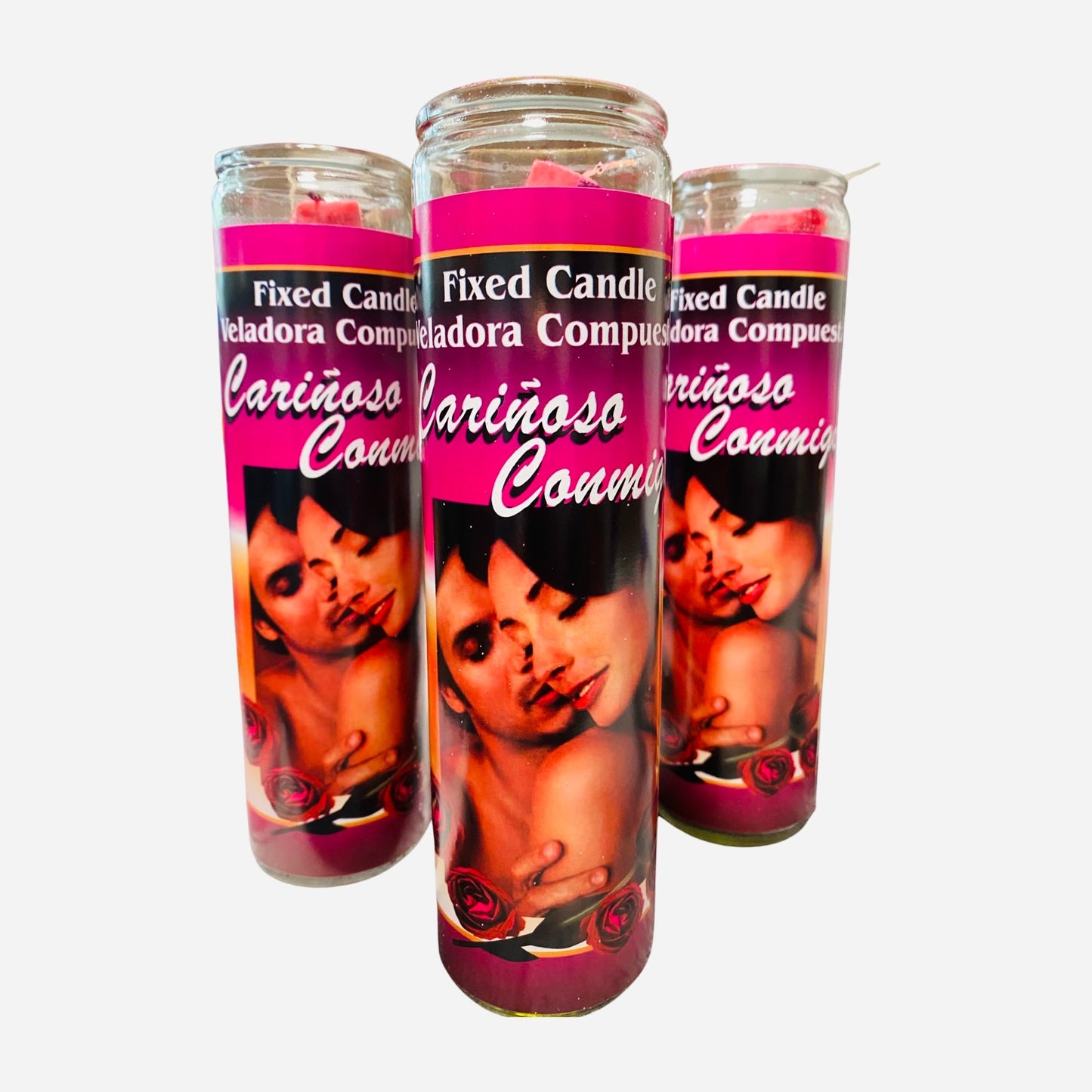 Cariñoso Conmigo Veladora Roja Preparada, Affectionate with me Candle, Love Spell Candle