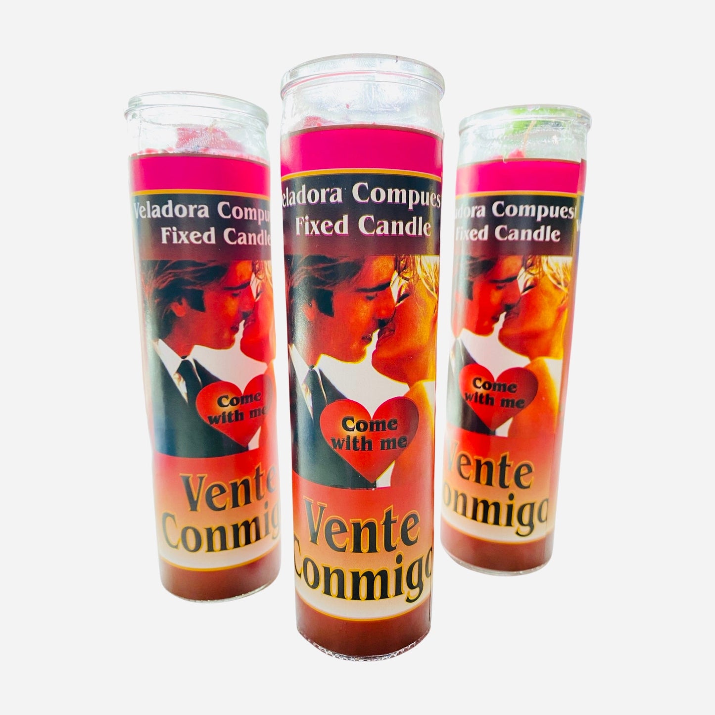 6x set- Vente Conmigo Amor Veladora, Come with Me Fixed Candle, Love Spell Candle.