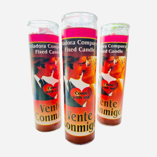 6x set- Vente Conmigo Amor Veladora, Come with Me Fixed Candle, Love Spell Candle.