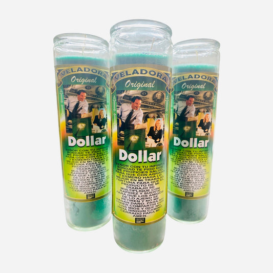 3x set Dollar Veladora, Dolla Money Drawing Candle, Vela para el Dinero