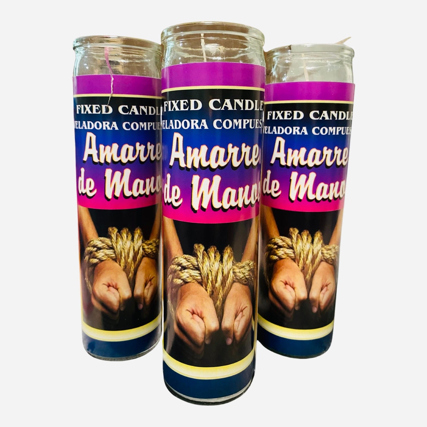 Amarre de Manos Veladora Para Quitar Amarres y Hechicerias, Tied up Hands Candle to Brake Spells.